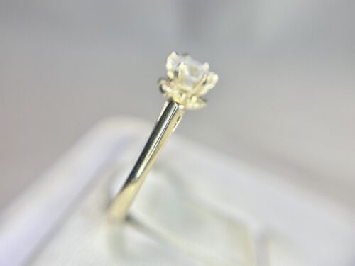 Vintage 10k Yellow Gold Natural Round Rustic Diamond Solitaire Engagement Ring