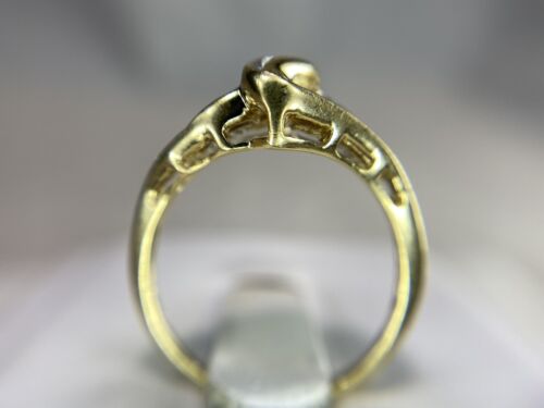 Vintage 10k Yellow Gold Round Single Cut Natural Diamond By-Pass Cocktail Ring