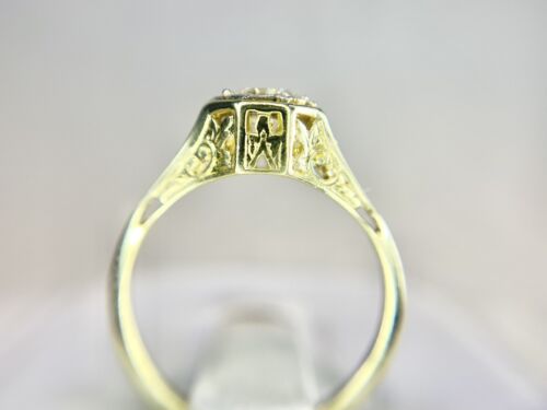 Vintage Art Deco 14k Yellow Gold Round Diamond Filigree Engagement Ring 1/2 ct