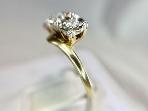 Art Deco 14k Yellow Gold Old European Round Diamond Three Stone Engagement Ring