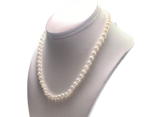 Vintage Filigree 14k Yellow Gold White Round Cultured Pearl Necklace