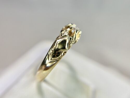 Vintage Victorian Round Old European Diamond Small Solitaire Engagement Ring