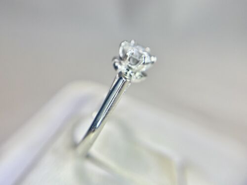 Vintage 10k White Gold Natural Round Rustic Diamond Solitaire Engagement Ring