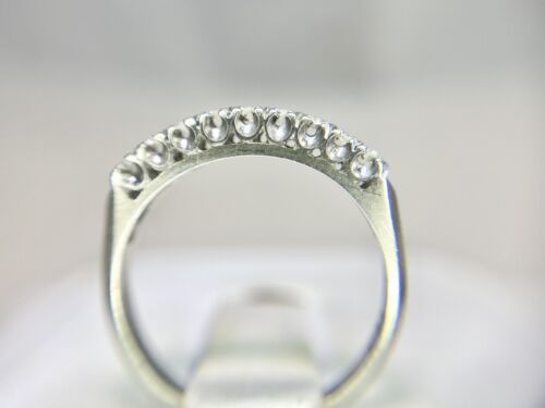 Art Deco 14k White Gold Natural Round Single Cut Diamond Wedding Band Ring