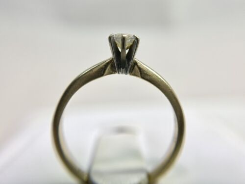 Vintage 10k Yellow Gold Round Brilliant Natural Diamond Small Solitaire Ring