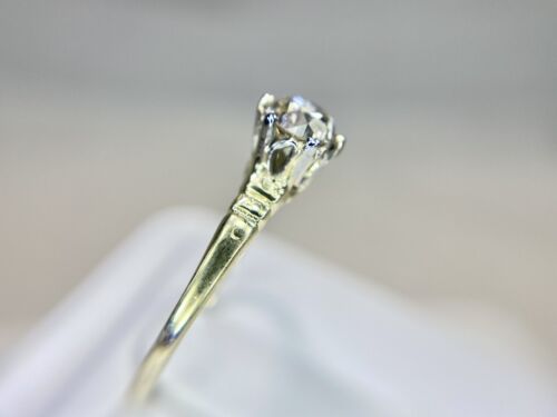 Art Deco 14k Yellow Gold Natural Old European Diamond Solitaire Engagement Ring