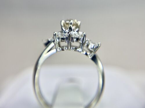 Vintage 14k White Gold Old European Square French Cut Diamond Engagement Ring