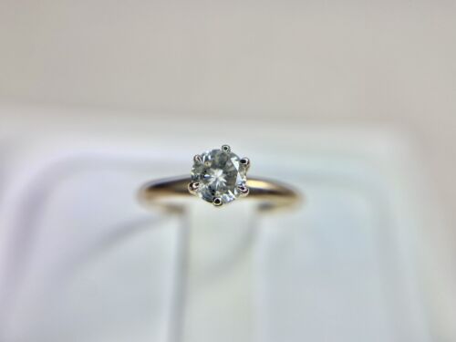 Vintage 10k Rose Gold Natural Round Diamond Solitaire Small Engagement Ring