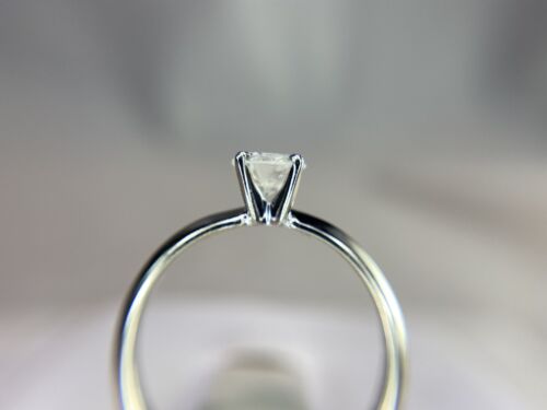 14k White Gold GIA Certified Round Diamond Solitaire Engagement Ring 1/2 ct 