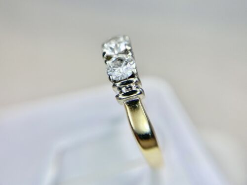 Vintage 14k Yellow Gold Natura Round Brilliant Diamond 3 Stone Engagement Ring