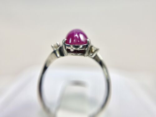 Art Deco 14k White Gold Natural Star Red Ruby Round Single Cut Diamond Ring