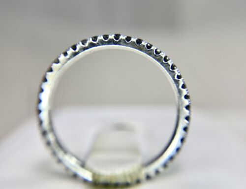 14k White Gold Natural Round Black Diamond Eternity Band Ring