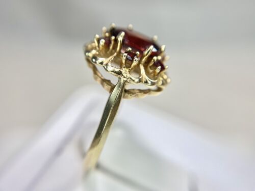 Vintage Antique 10k Yellow Gold Oval Round Rhodolite Garnet Cocktail Ring