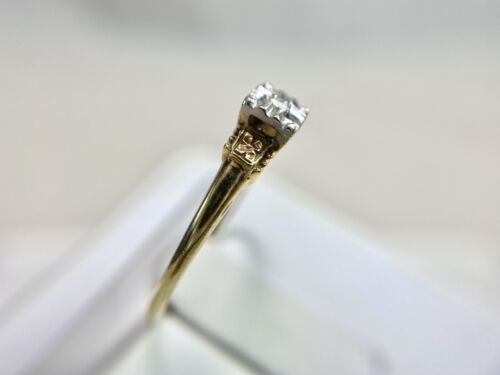 Vintage Retro 14k Yellow Gold Natural Round Single Cut Diamond Engagement Ring