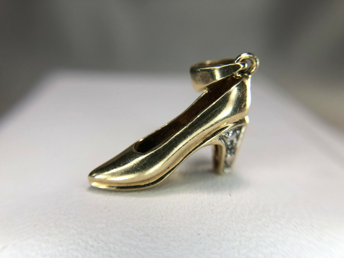 Vintage Style 10k Yellow Gold Small Stiletto Shoe Diamond Pendant