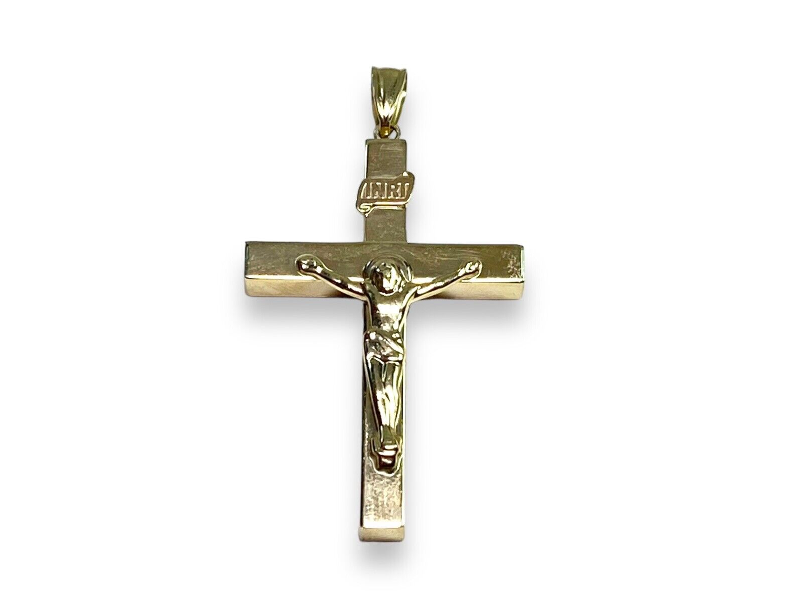 Vintage 14k Yellow Gold INRI Jesus Classic Cross Pendant