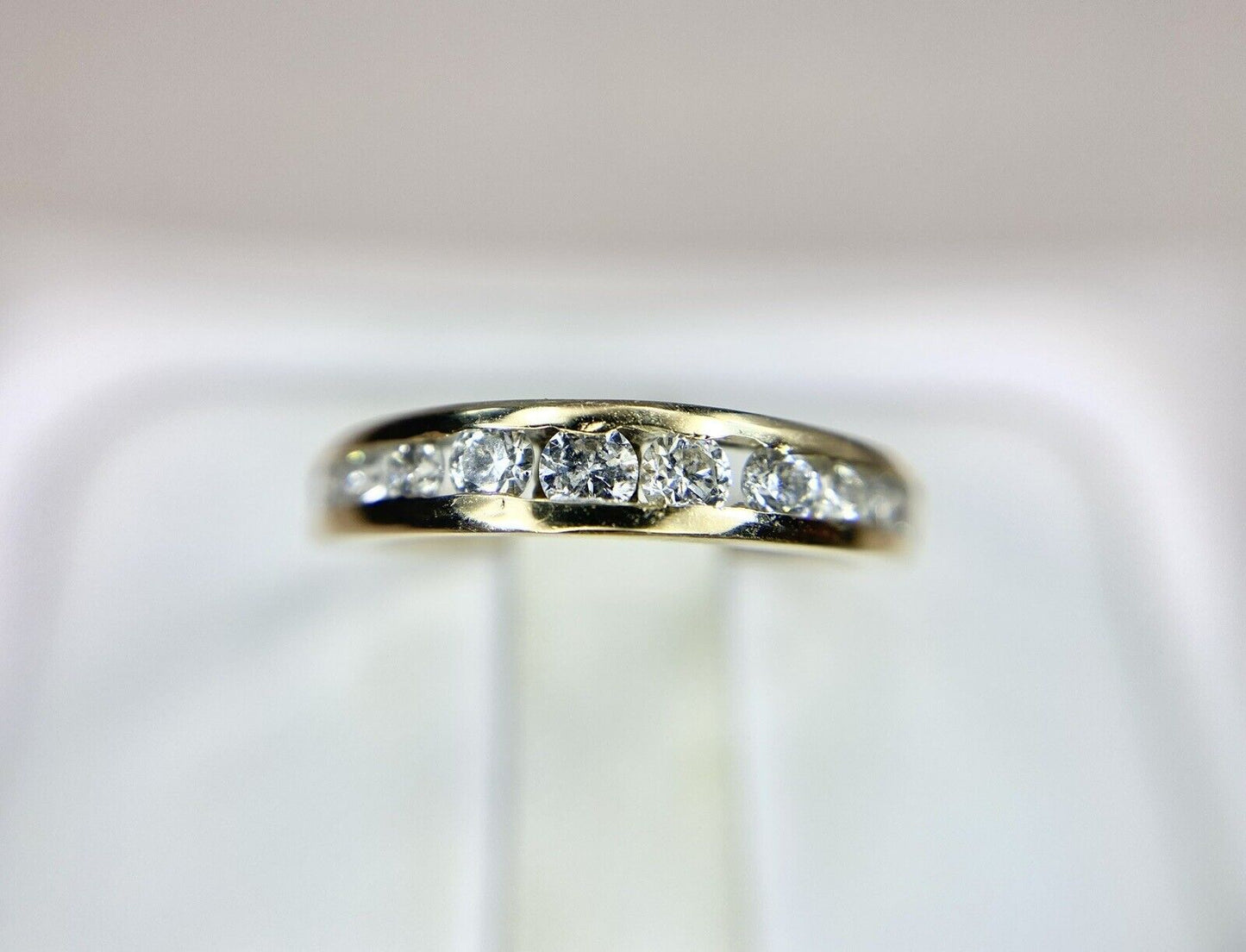 14k Yellow Gold Natural Round Brilliant Diamond Channel Set Wedding Band Ring