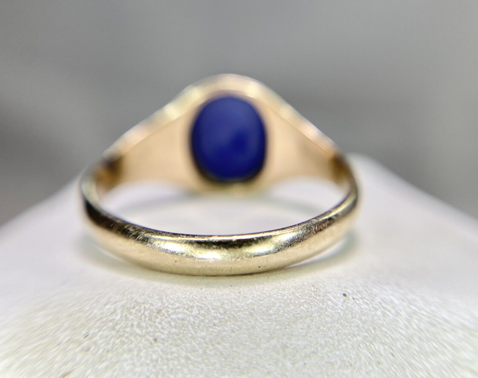 Vintage 10k Yellow Gold Oval Blue Lindy Star Sapphire Bezel Set Solitaire Ring