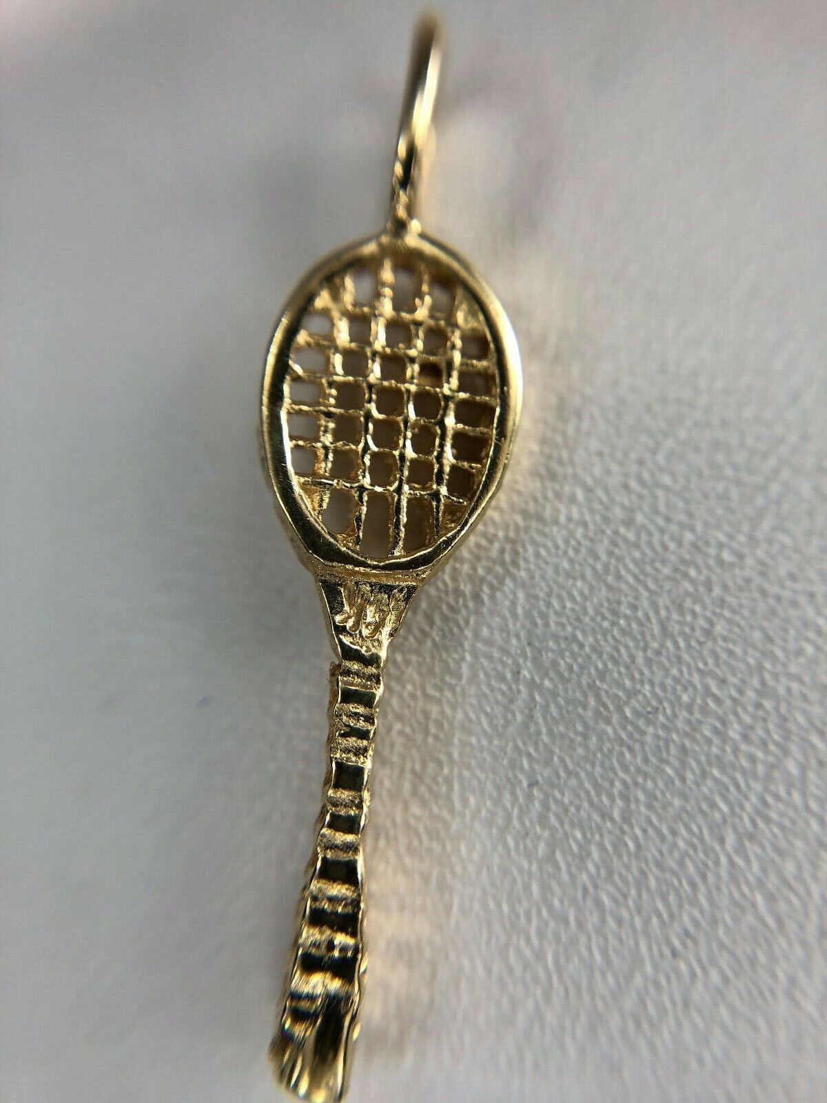 Vintage 14k Yellow Gold Tennis Racket Small Charm Pendant