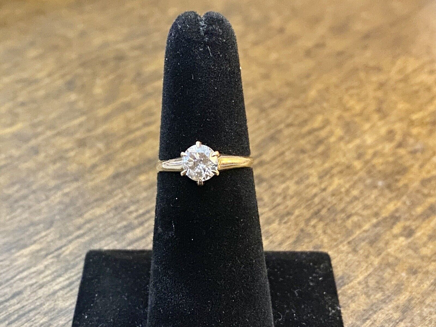 Vintage Art Deco 10k Yellow Gold Natural Round Diamond Solitaire Engagement Ring