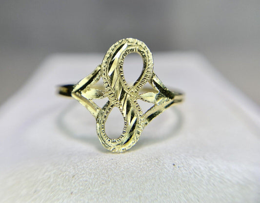 Vintage 14k Yellow Gold Infinity Symbol Thin Small Ring