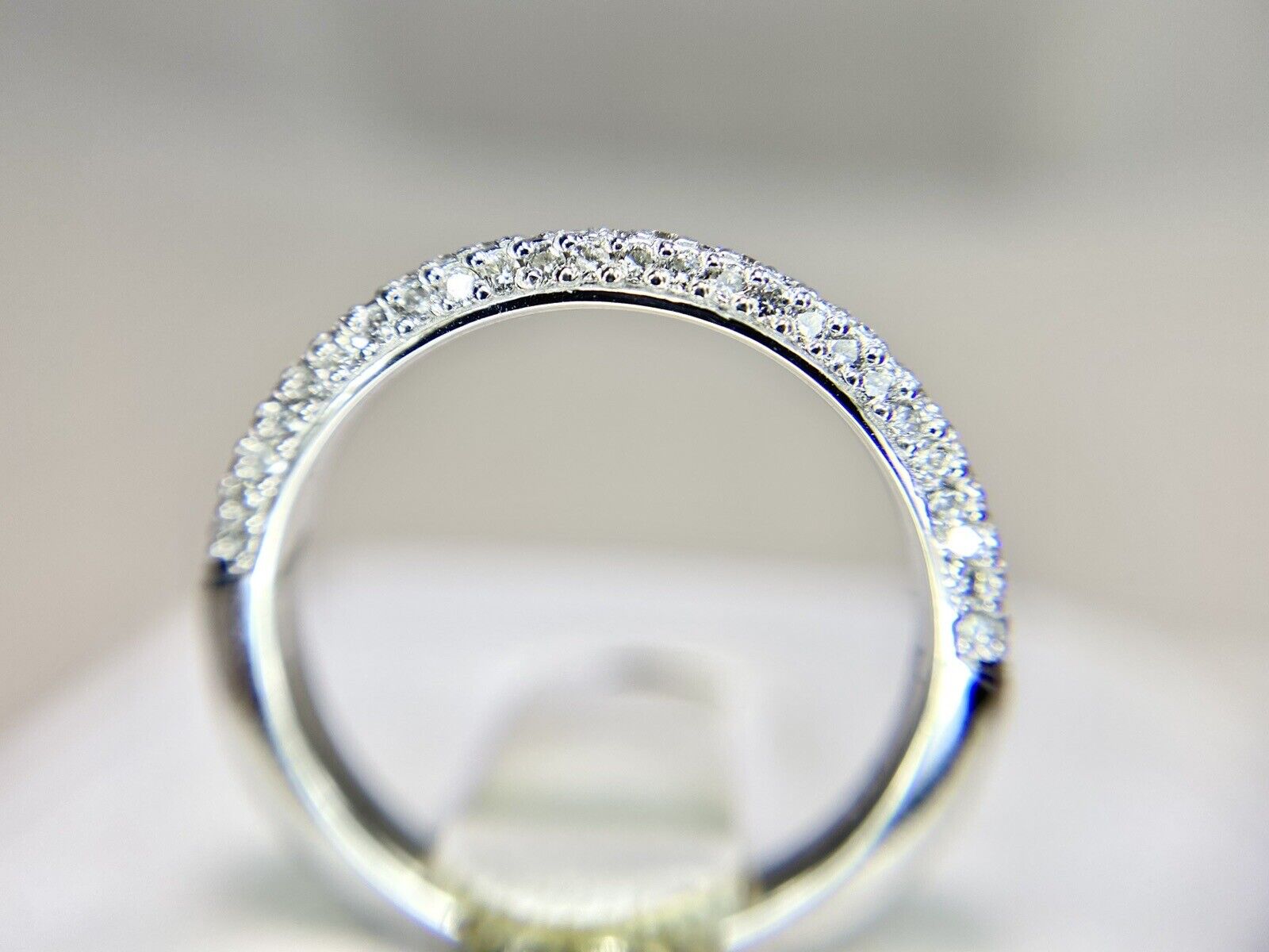 14k White Gold Natural Round Diamond Pave Set Wedding Band Ring