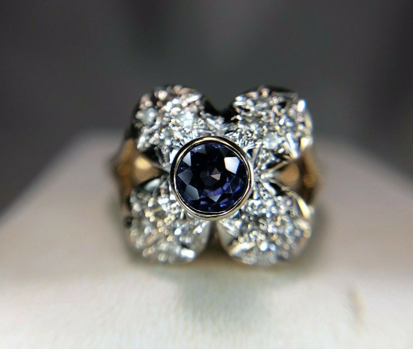 Le Vian 14k Yellow Gold Round Tanzanite Diamond Cocktail Ring