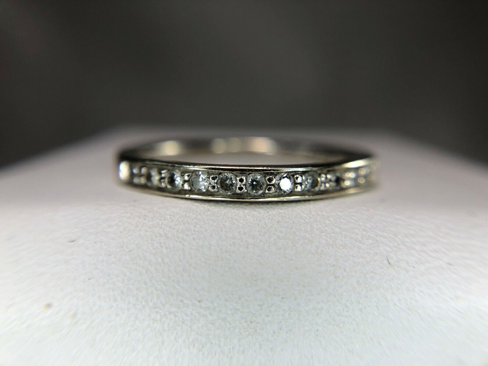 14k White Gold Round Brilliant Natural Diamond Wedding Band Stack Ring