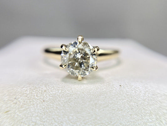 Vintage Art Deco 10k Yellow Gold Natural Round Diamond Solitaire Engagement Ring