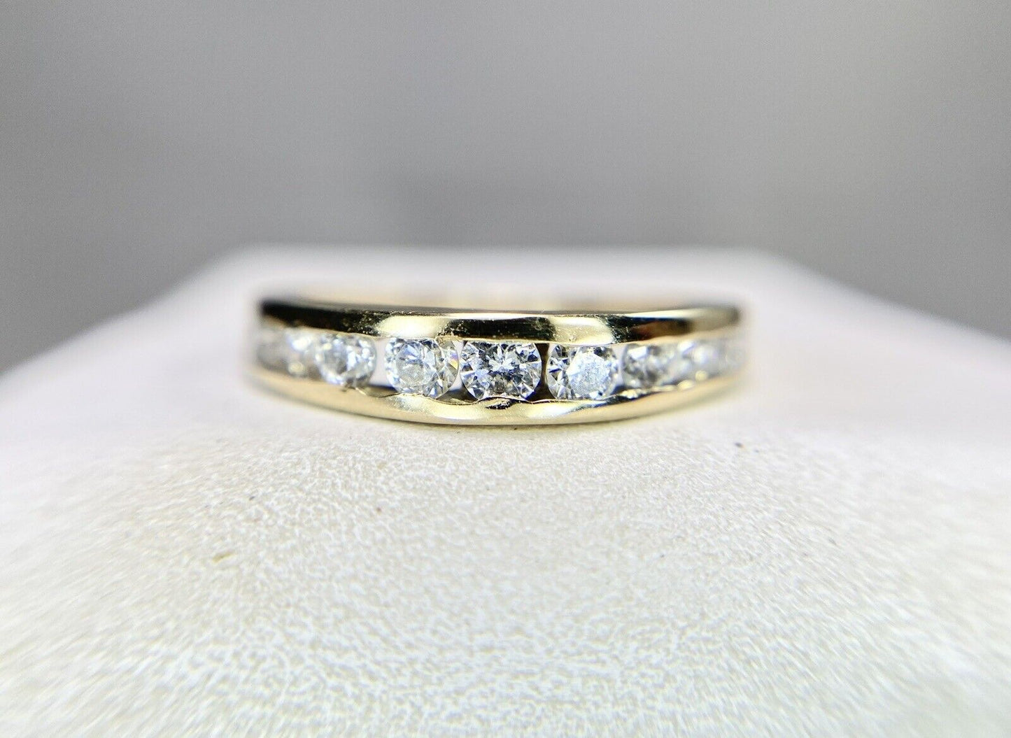 14k Yellow Gold Natural Round Brilliant Diamond Channel Set Wedding Band Ring