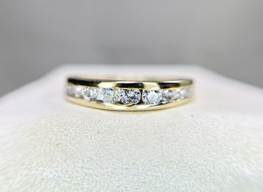 14k Yellow Gold Natural Round Brilliant Diamond Channel Set Wedding Band Ring