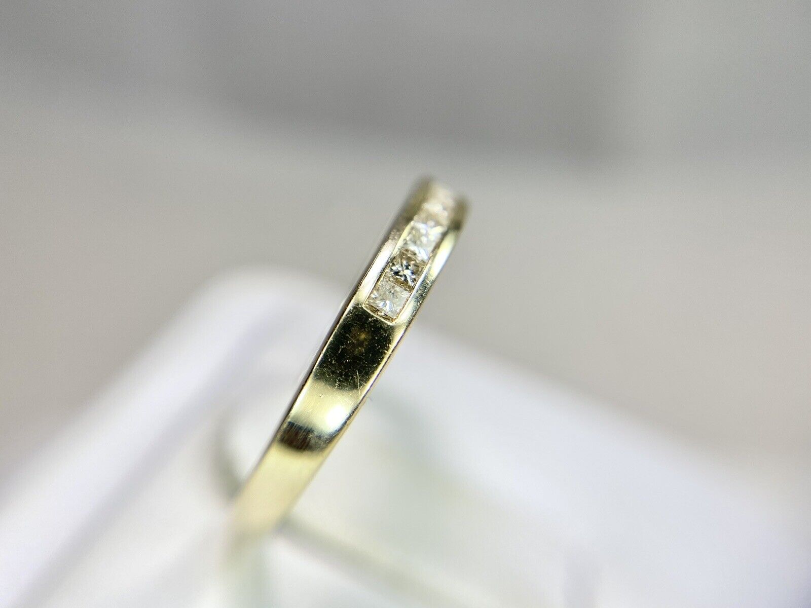 14k Yellow Gold Natural Square Princes Cut Diamond Channel Set Wedding Band Ring