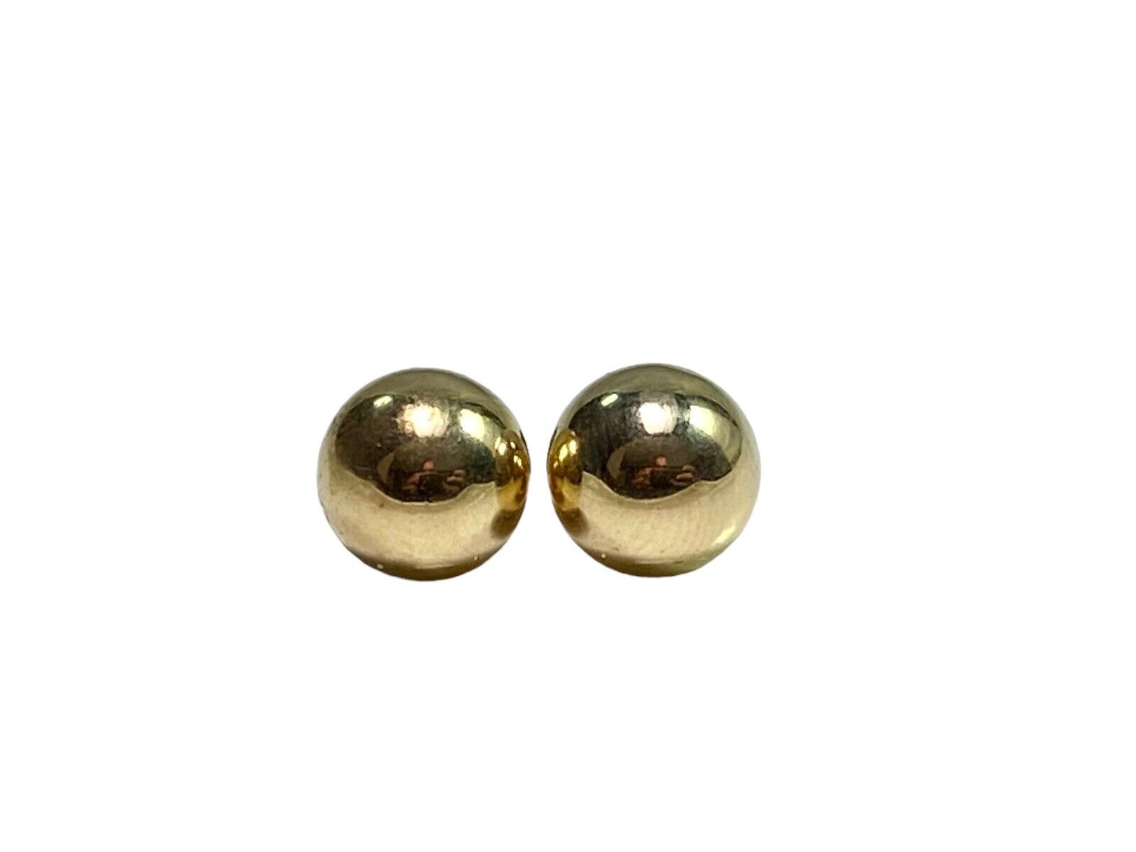 Vintage 14k Yellow Gold Round Circle Hollow Ball Shape Stud Earrings