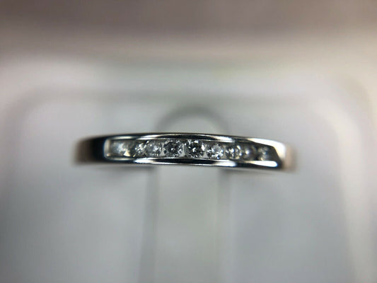 14k White Gold Round Brilliant Diamond Channel Set Wedding Band Ring 1/5 ct