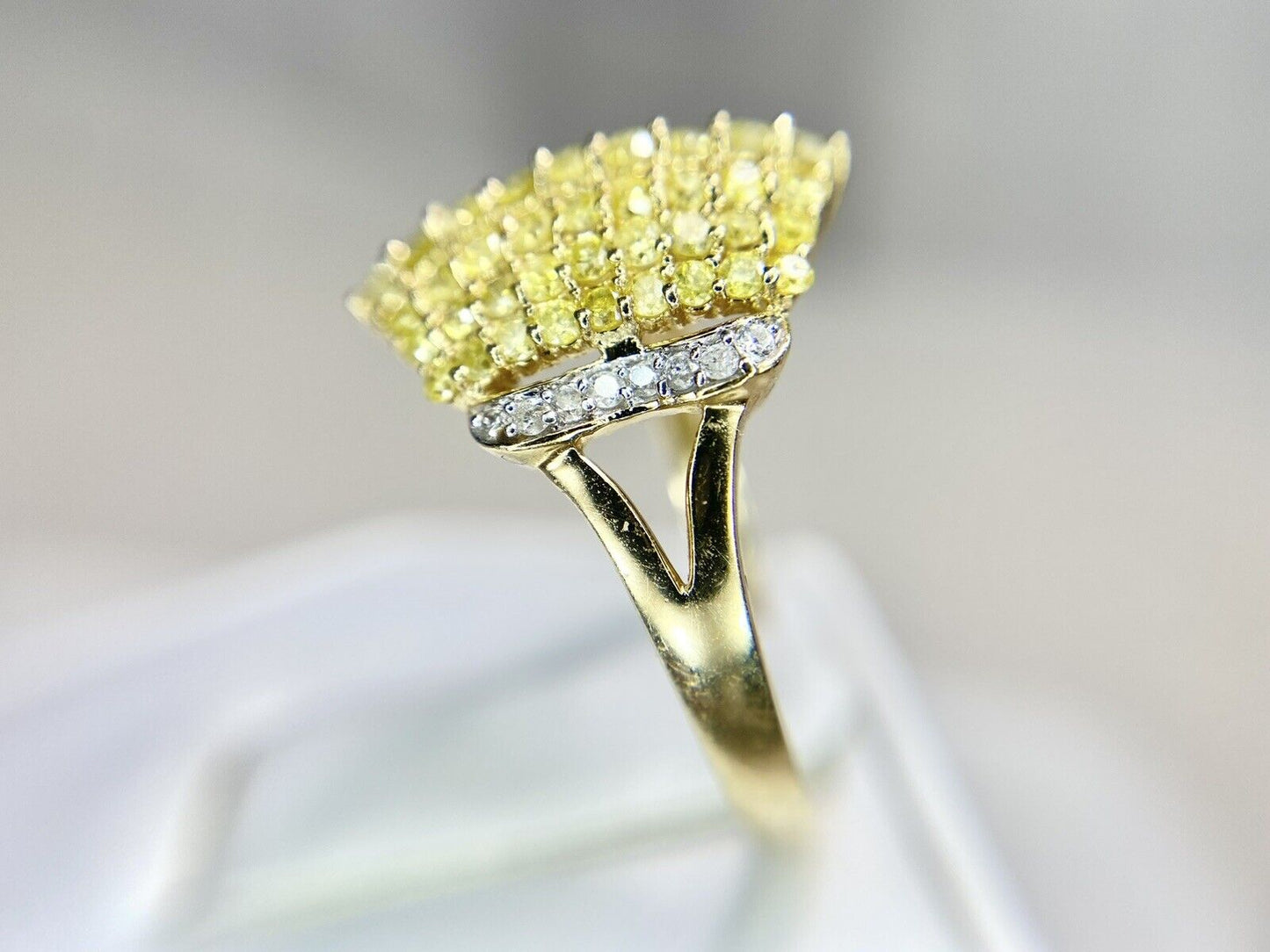 10k Yellow Gold Designer Natural Fancy Yellow Diamond Small Cocktial Ring