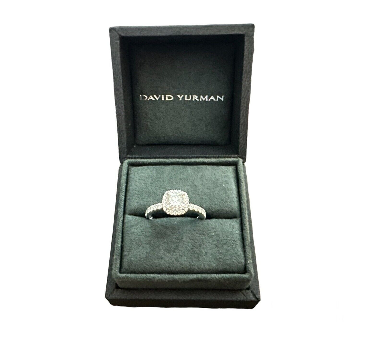 Platinum David Yurman Designer Cushion Cut Diamond GIA Certified Engagement Ring