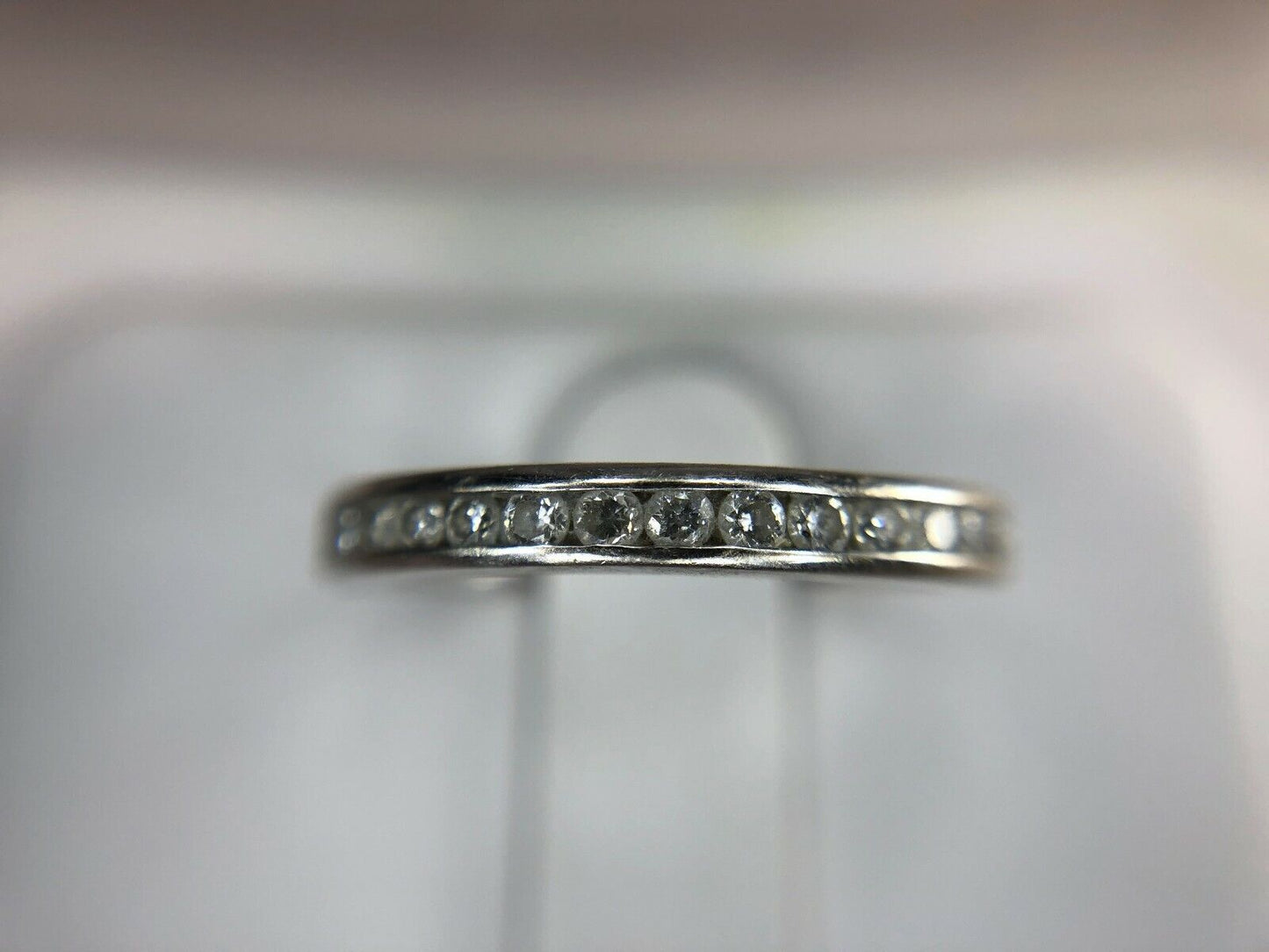 14k White Gold Round Brilliant Diamond Channel Set Wedding Band Ring 1/3 ct