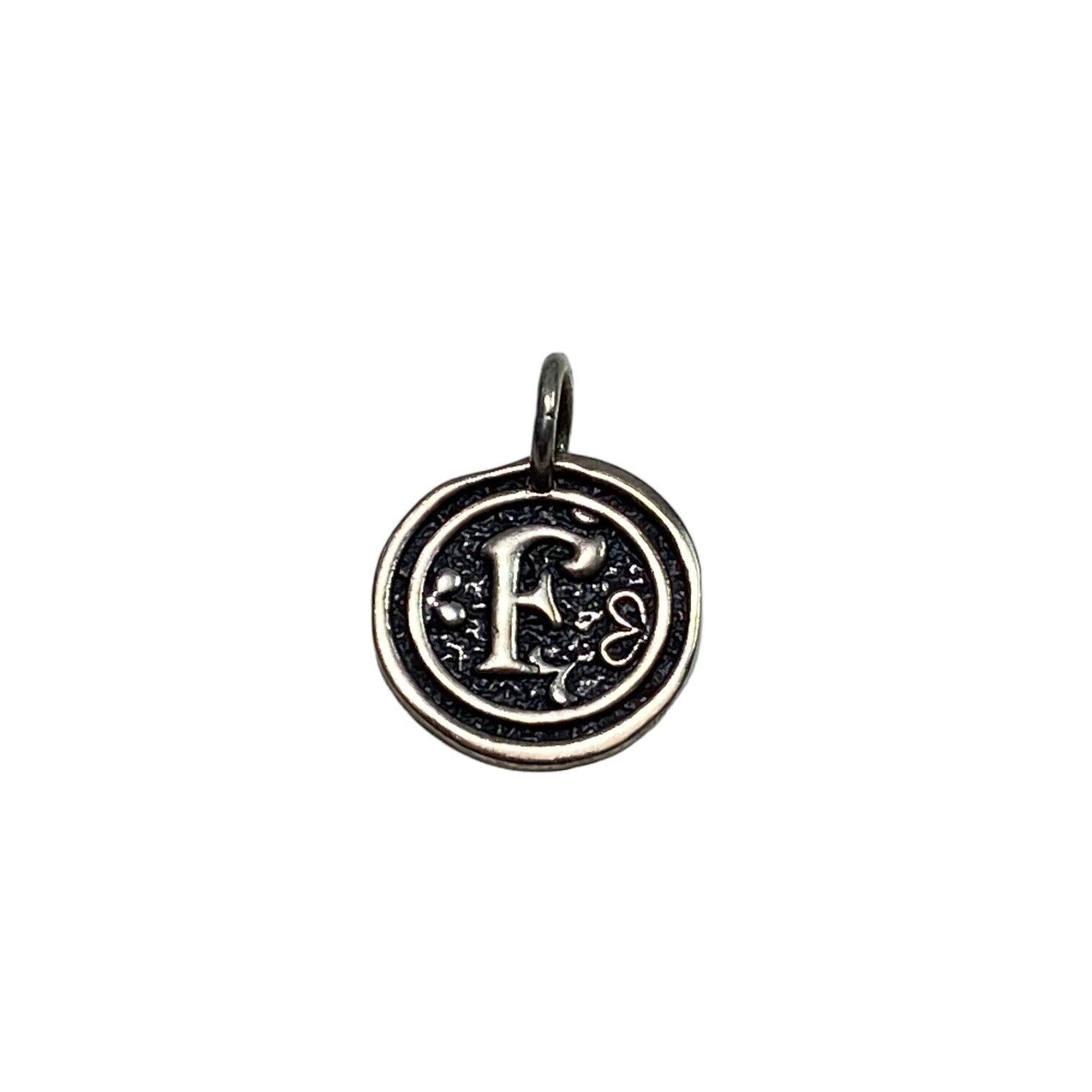 Sterling Silver Designer Textured Letter F Charm Pendant