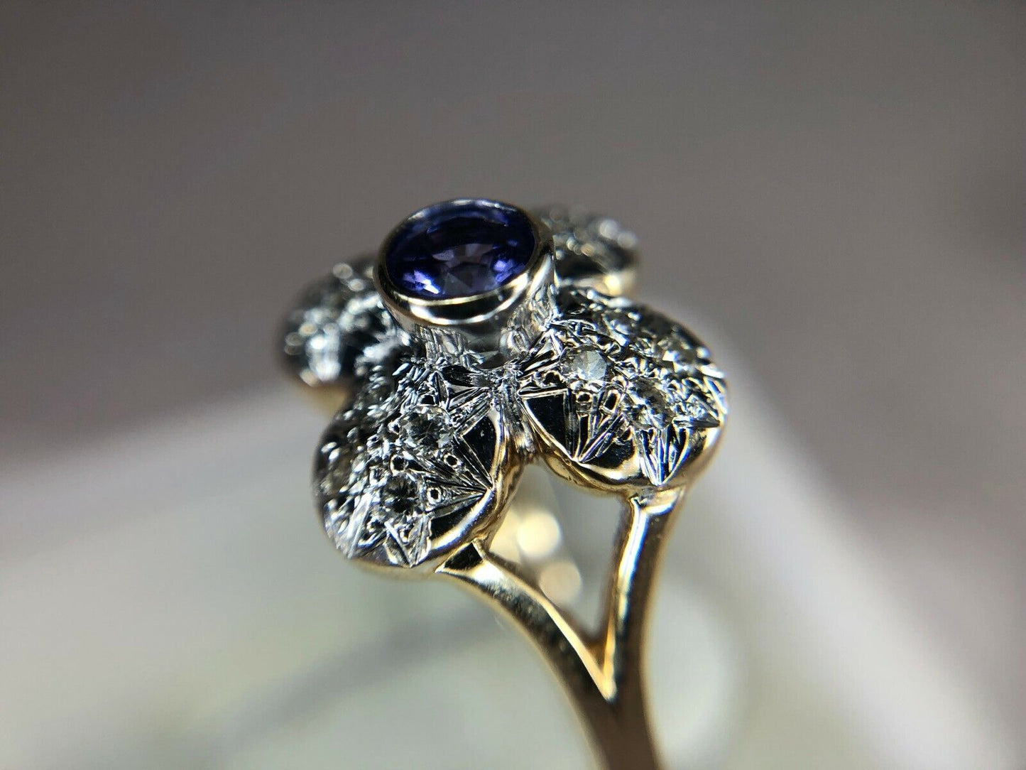 Le Vian 14k Yellow Gold Round Tanzanite Diamond Cocktail Ring