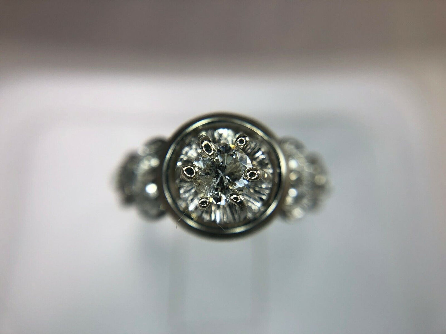 Vintage 1960s 18k White Gold Round Diamond Engagement Ring 1/3 ct