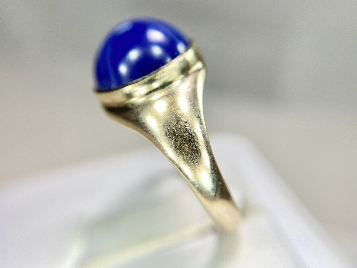 Vintage 10k Yellow Gold Oval Blue Lindy Star Sapphire Bezel Set Solitaire Ring