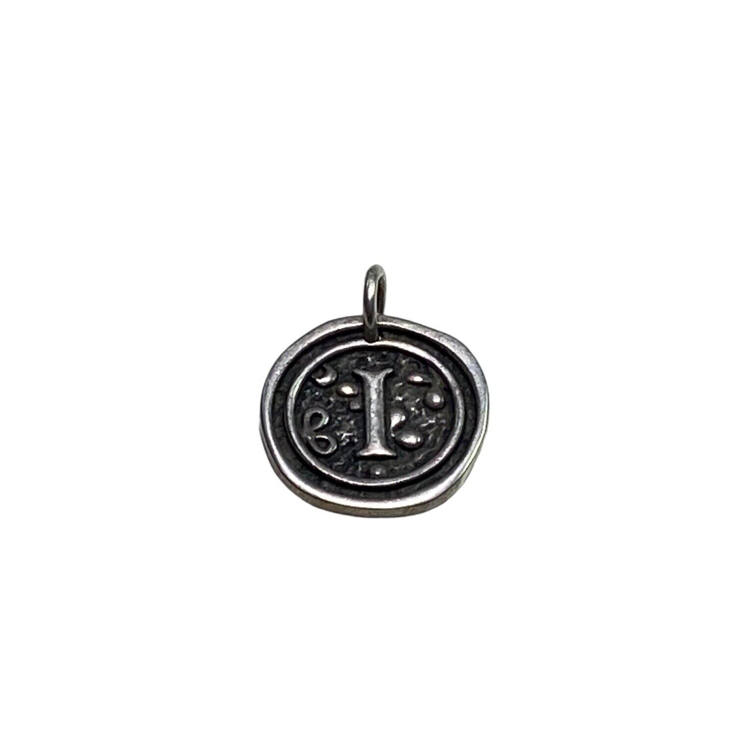 Sterling Silver Designer Textured Letter I Charm Pendant