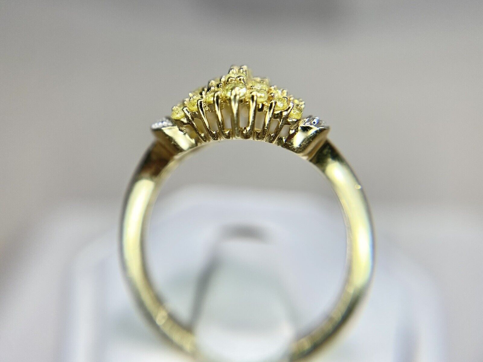 10k Yellow Gold Designer Natural Fancy Yellow Diamond Small Cocktial Ring