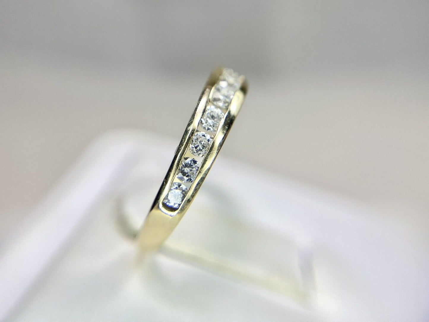 14k Yellow Gold Natural Round Brilliant Diamond Channel Set Wedding Band Ring