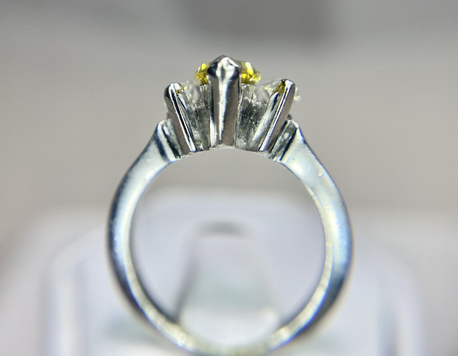 Vintage Platinum Fancy Vivid Yellow GIA Certified Diamond Engagement Ring