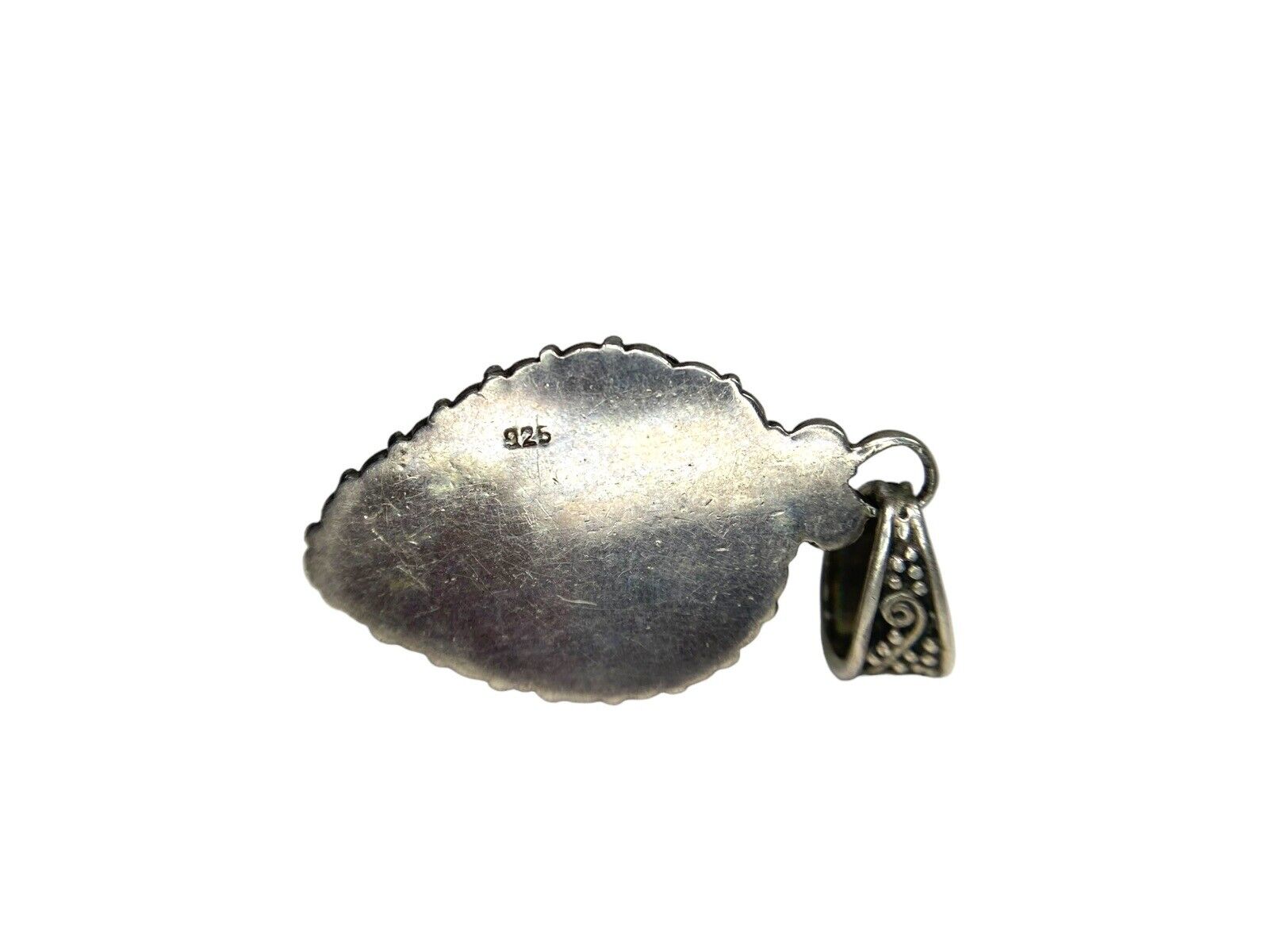 Vintage Sterling Silver Pear Shape Bezel Set Gemstone Quartz Pendant