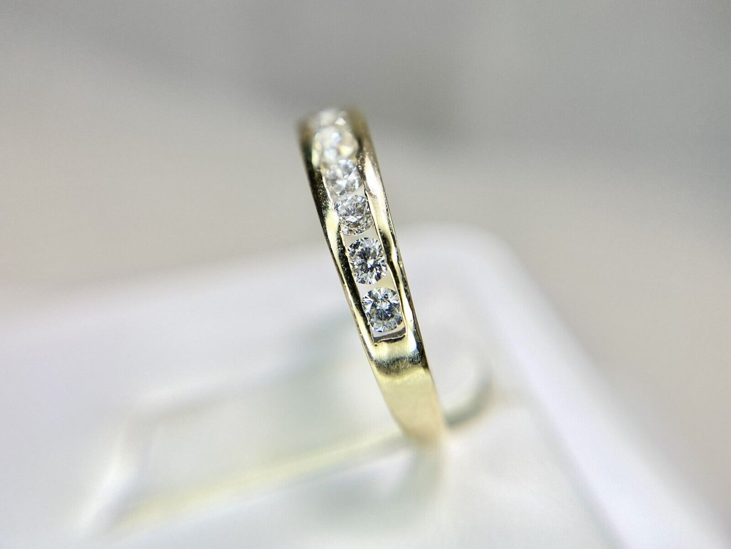 14k Yellow Gold Natural Round Brilliant Diamond Channel Set Wedding Band Ring