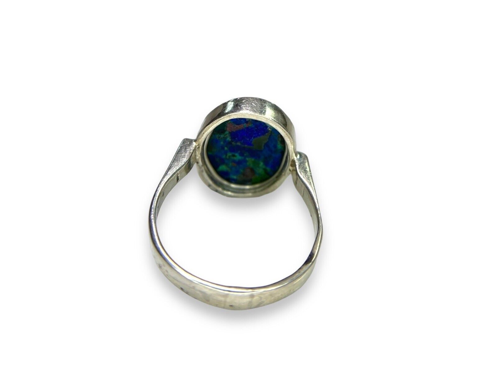 Vintage Sterling Silver Oval Shape Azurite Malachite Ring Size 7.5