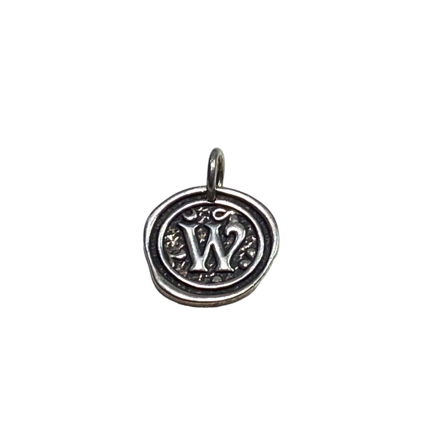 Sterling Silver Designer Textured Letter W Charm Pendant