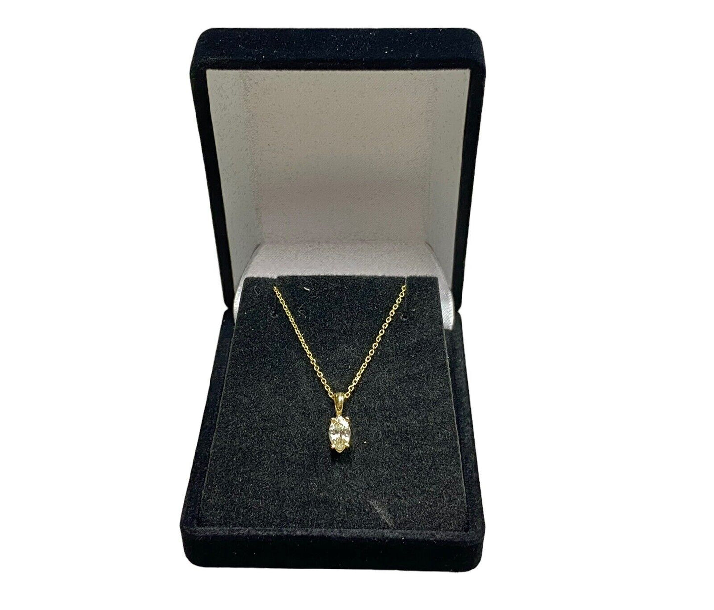 Vintage 14k Yellow Gold Natural Marquise Diamond Solitaire Pendant Necklace